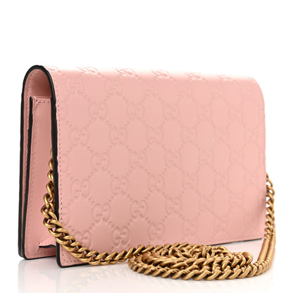 Gucci Guccissima Signature Crystal Cat Chain Wallet Light Candy Pink 3 of 10