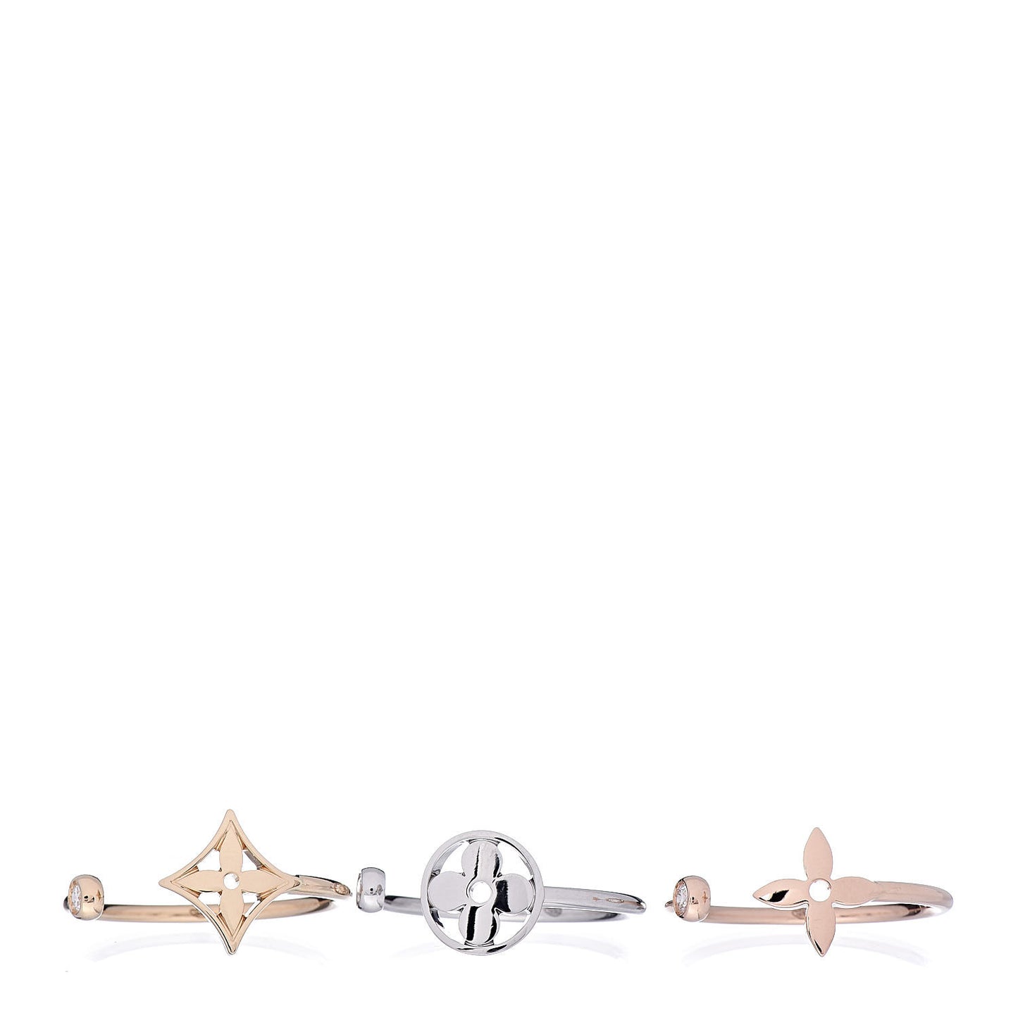 18K Yellow Pink White Gold Diamond Idylle Blossom Ring 3 Set 53 6.25