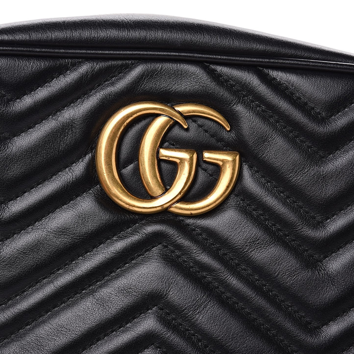 Calfskin Matelasse Small GG Marmont Chain Shoulder Bag Black