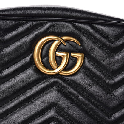 Gucci Calfskin Matelasse Small GG Marmont Chain Shoulder Bag Black 10 of 14