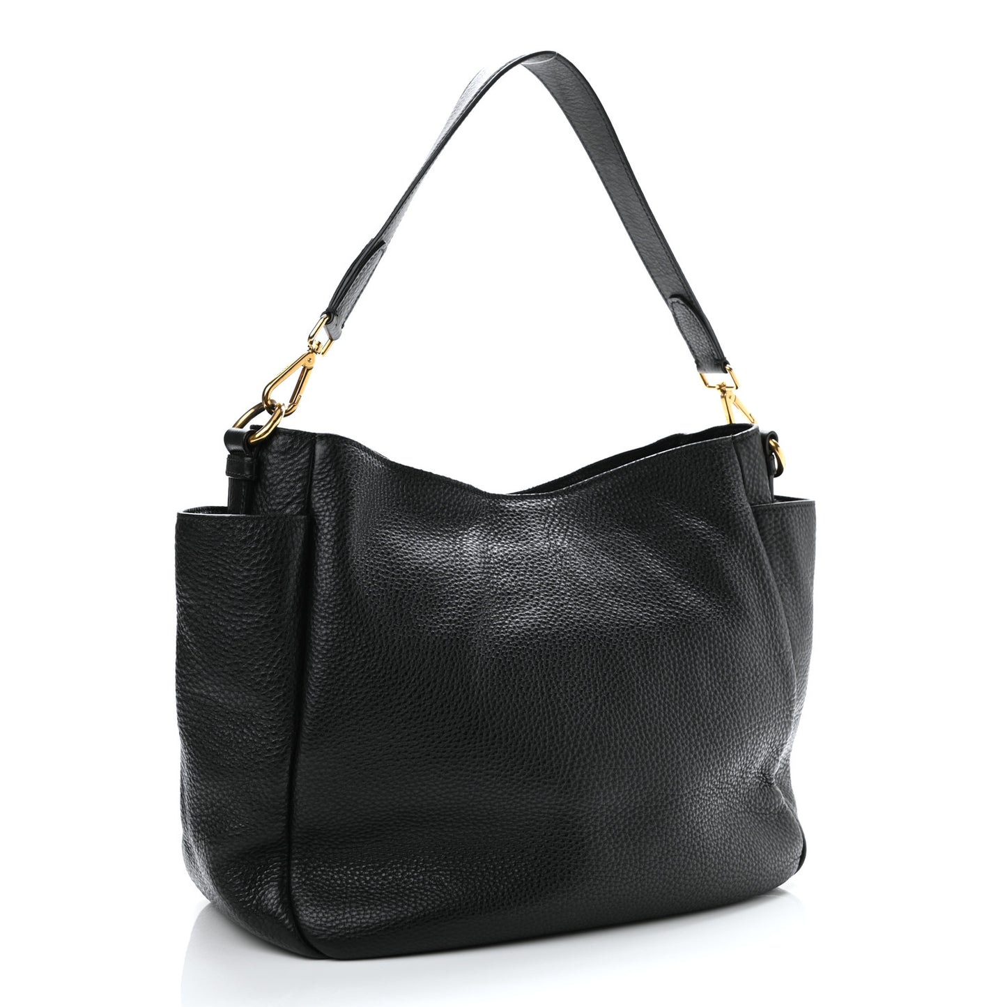 Vitello Daino Side Pocket Hobo Black