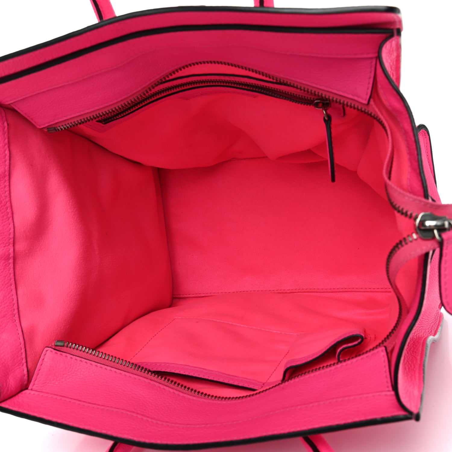 Celine Drummed Calfskin Mini Luggage Fluo Pink 5 of 11
