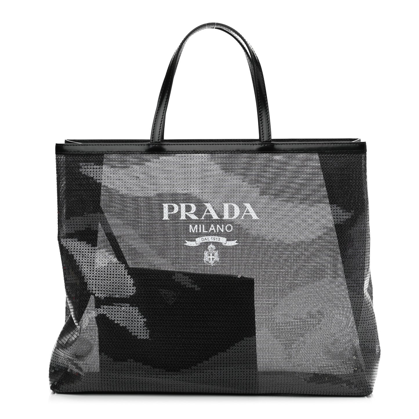 Sequin Mesh Tote Bag Black