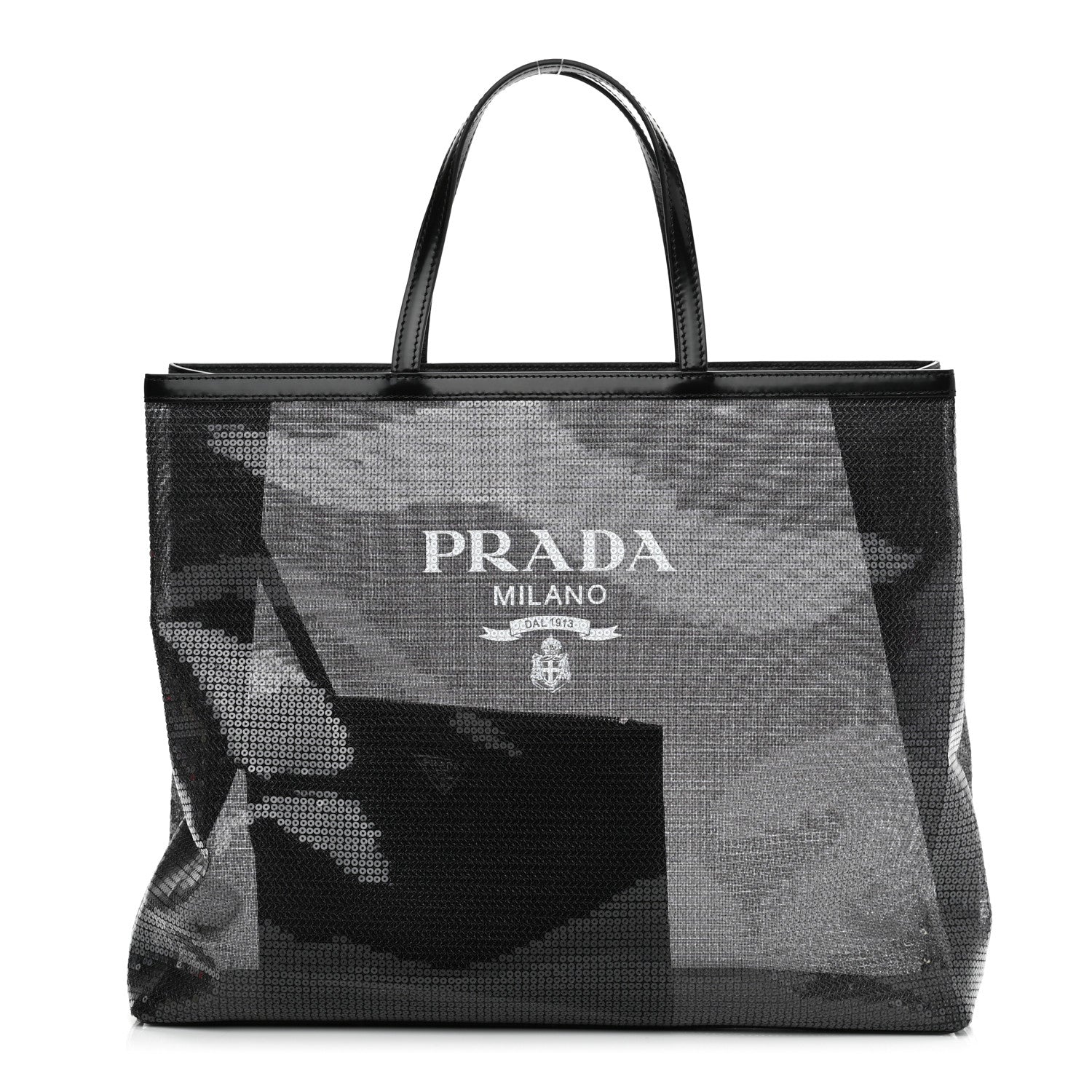 Prada Sequin Mesh Tote Bag Black 3 of 11