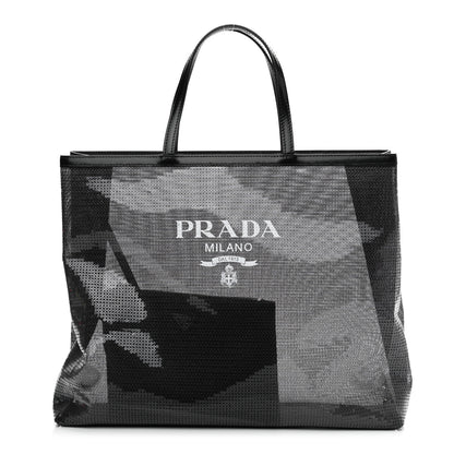 Prada Sequin Mesh Tote Bag Black 3 of 11