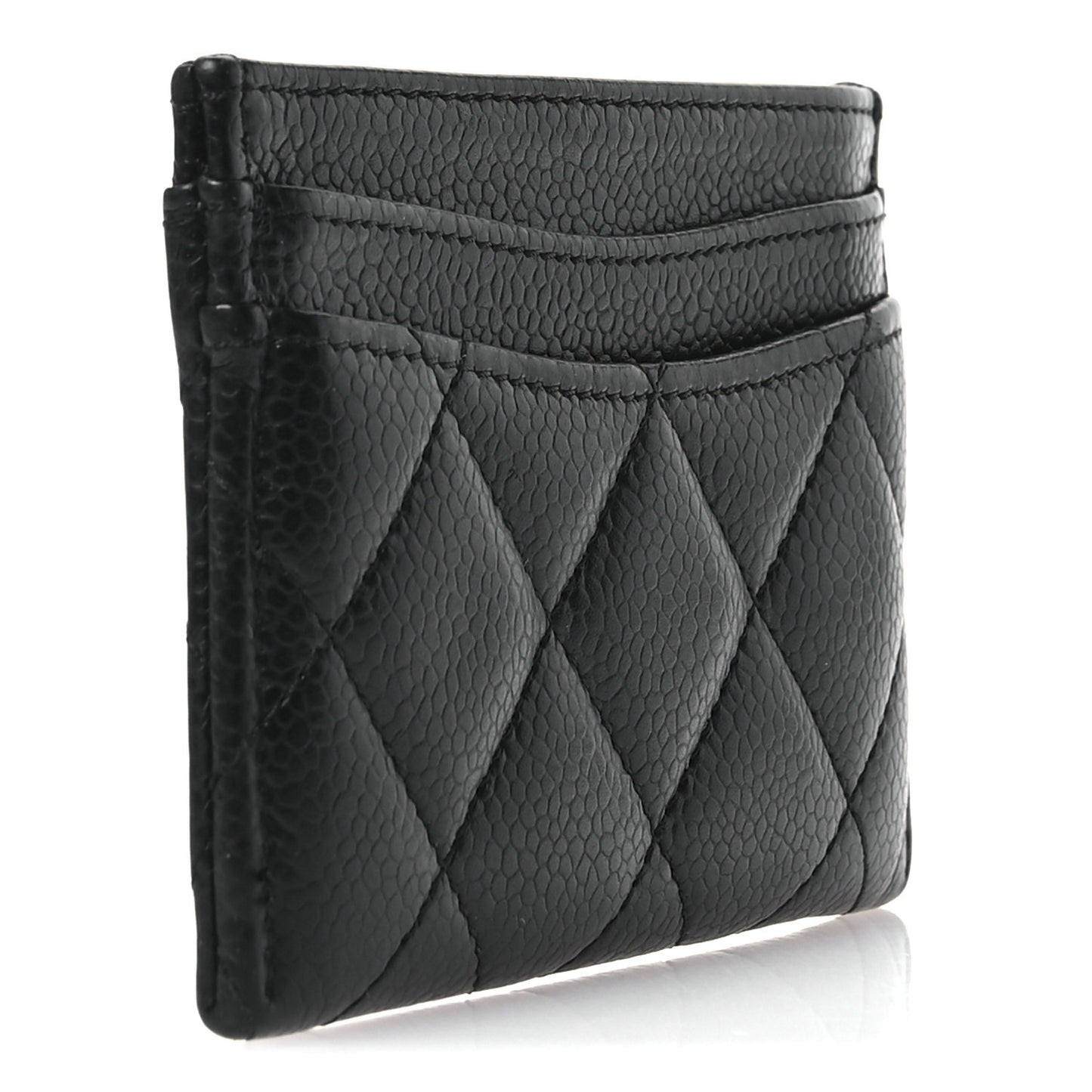 Caviar Quilted Card Holder Black