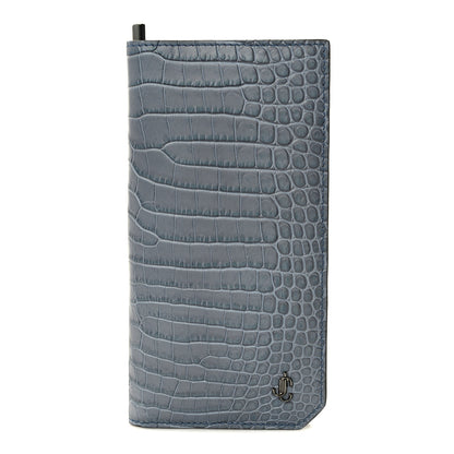 Jimmy Choo Calfskin Crocodile Embossed Saif Vertical Wallet Blue 1 of 6