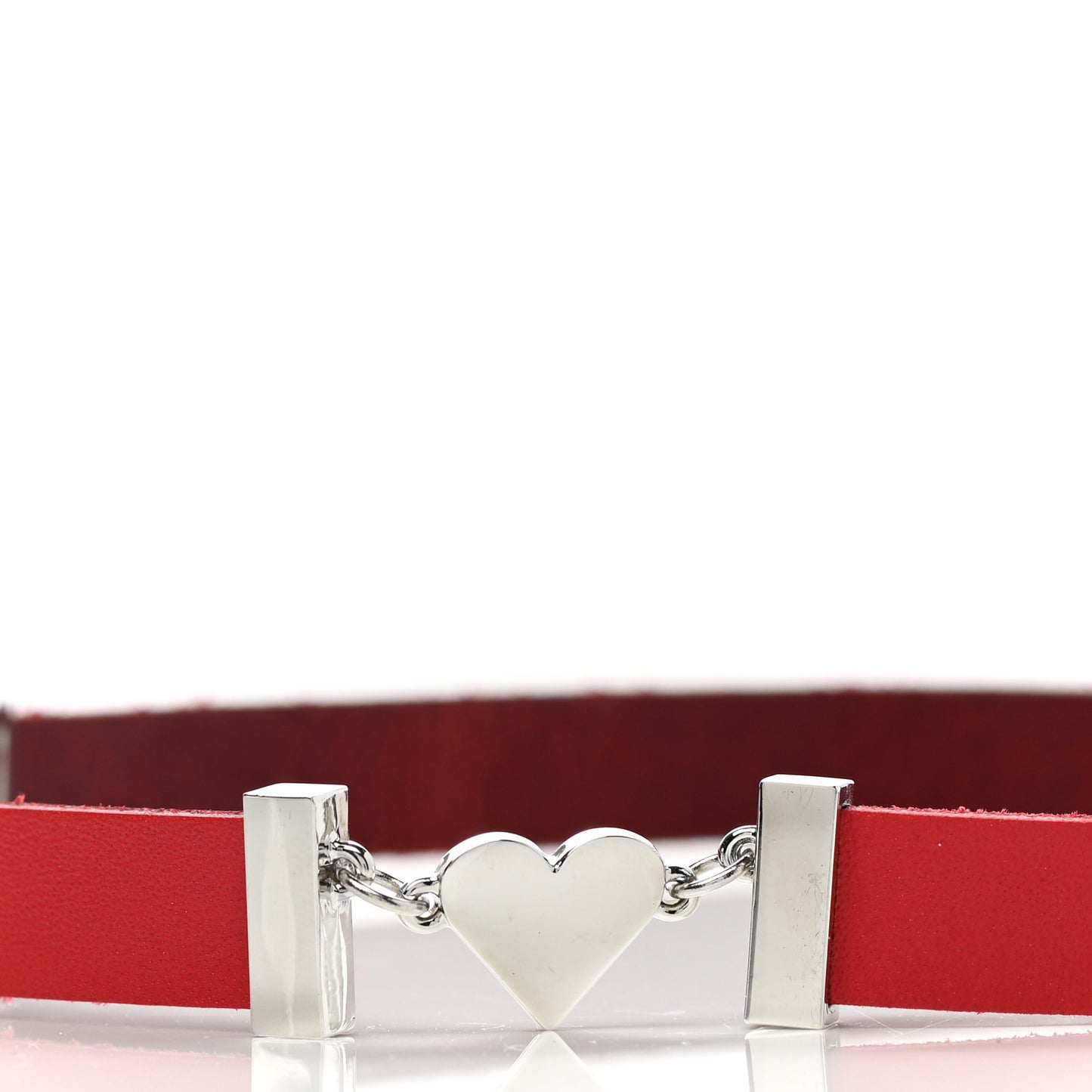 Calfskin Dior Logo Choker Necklace Red