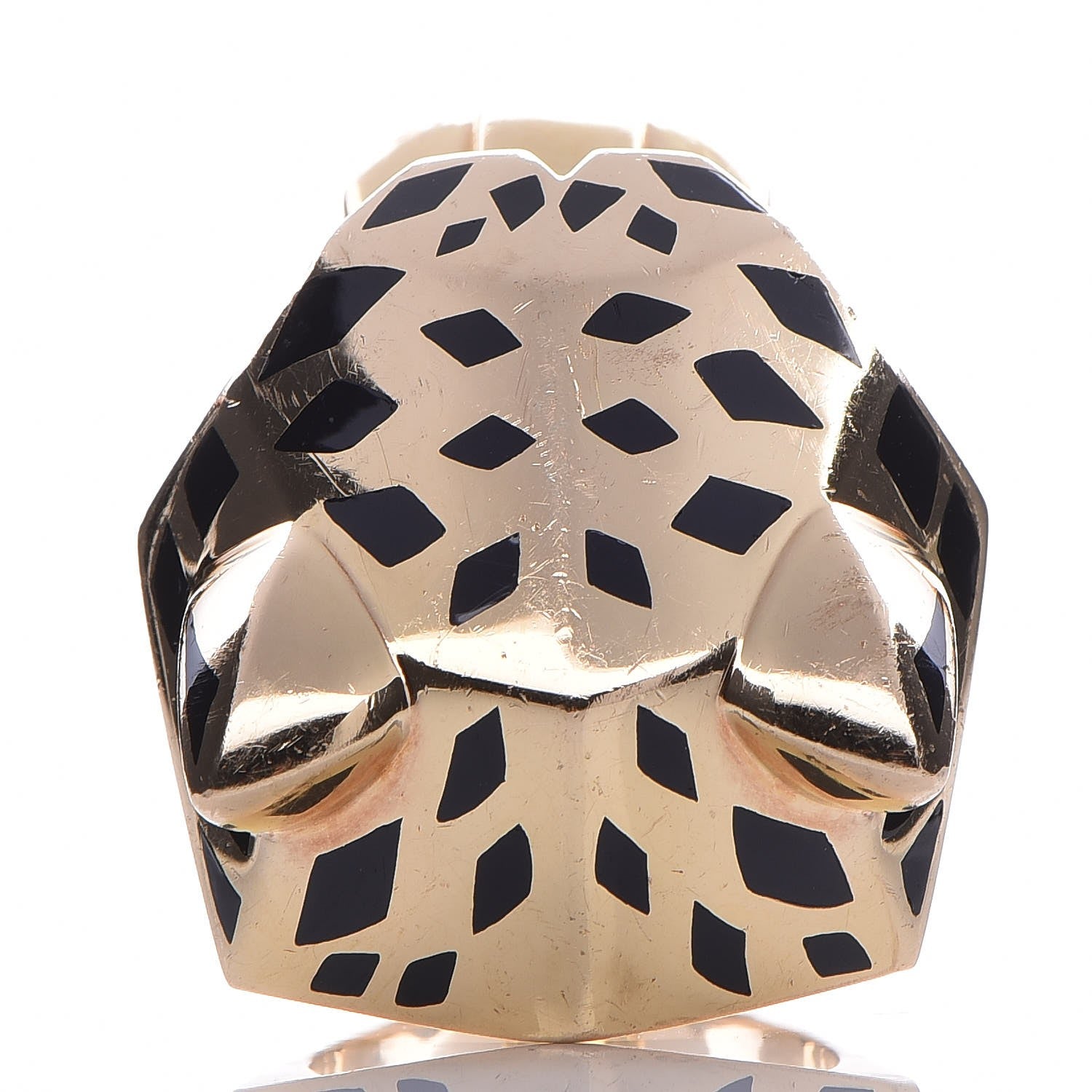 Cartier 18K Yellow Gold Peridot Onyx Panthère De Ring 57 8 6 of 16