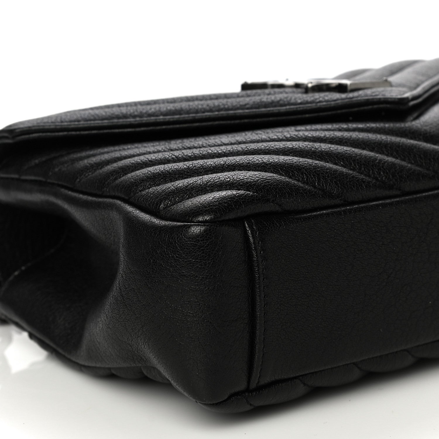 Saint Laurent Sheepskin Matelasse Chevron Monogram Medium College Bag Black 10 of 13