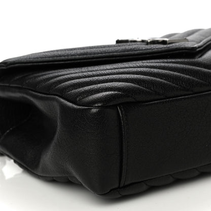 Saint Laurent Sheepskin Matelasse Chevron Monogram Medium College Bag Black 10 of 13
