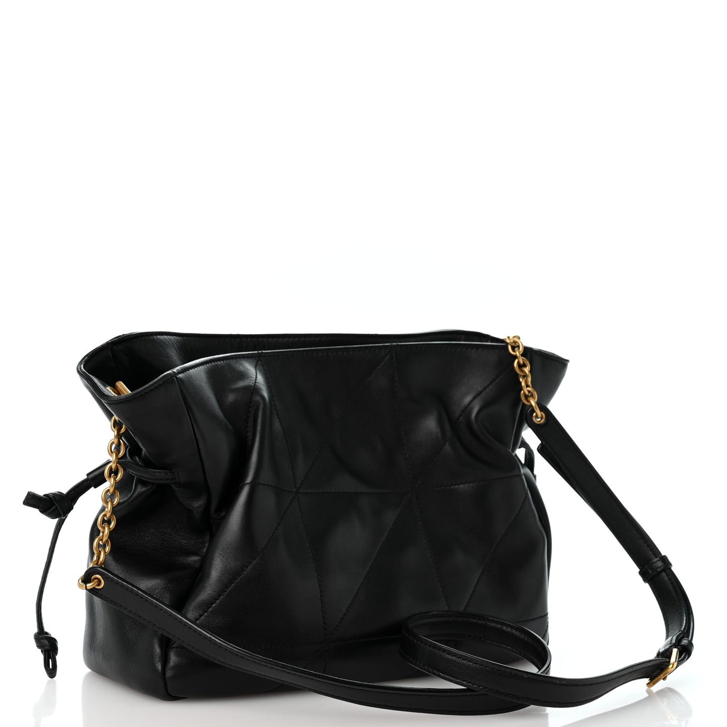 Lambskin Matelasse Monogram Medium Jamie Shoulder Pouch Bag Black