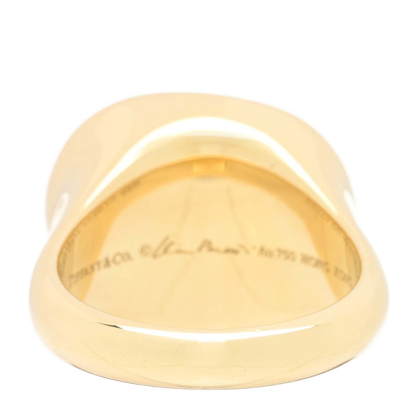 18K Yellow Gold Green Jade 15mm Elsa Peretti Cabochon Ring 52 6