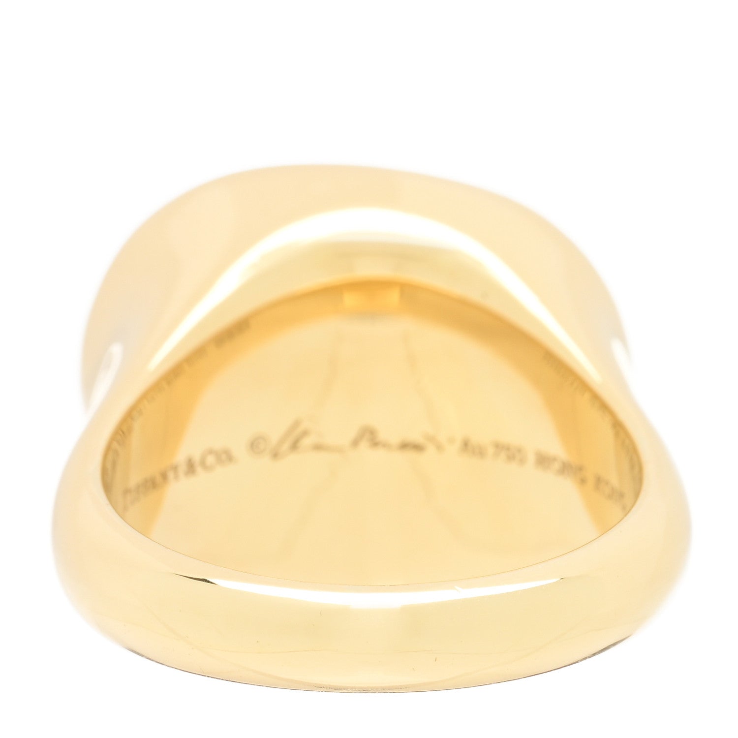 Tiffany 18K Yellow Gold Green Jade 15mm Elsa Peretti Cabochon Ring 52 6 4 of 6