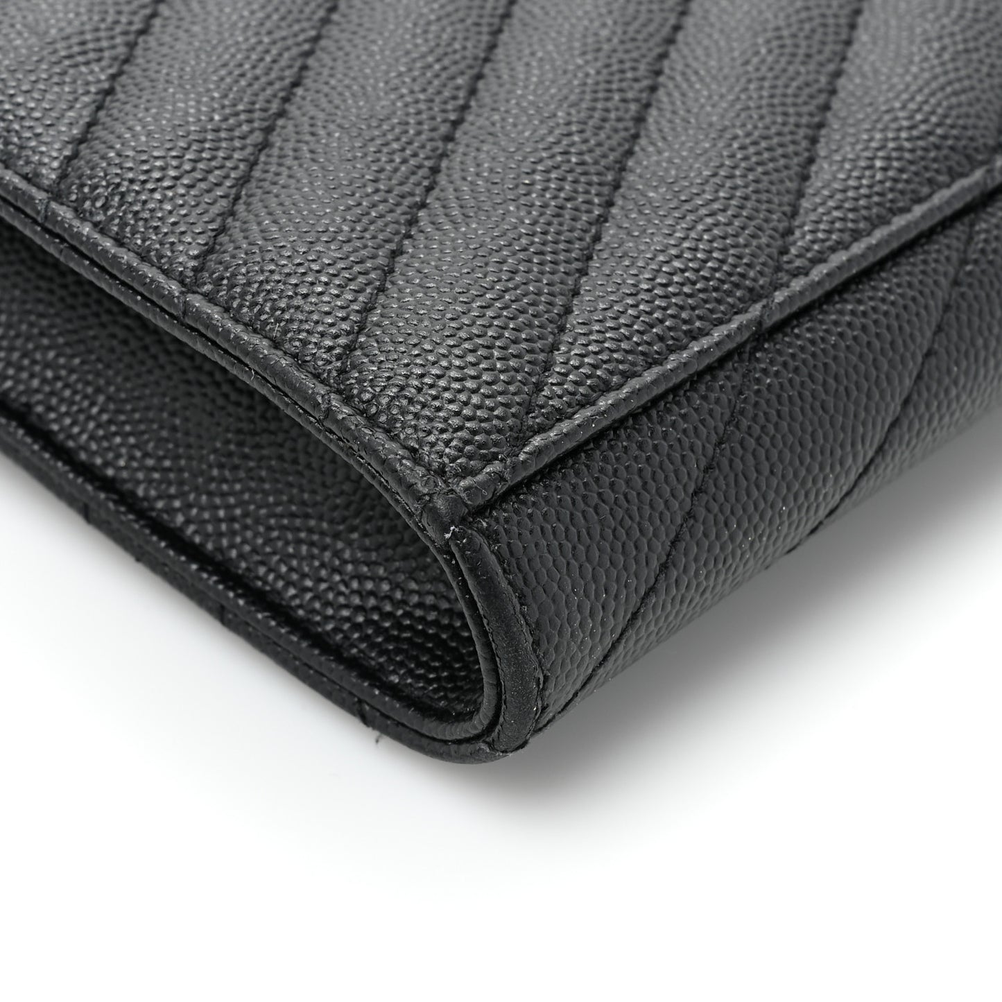 Grain De Poudre Matelasse Chevron Monogram Envelope Clutch Black