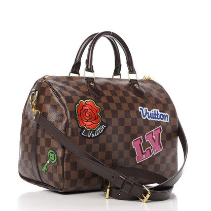 Louis Vuitton Damier Ebene Patches Speedy Bandouliere 30 3 of 10