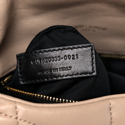 Saint Laurent Lambskin Quilted Toy Loulou Puffer Monogram Chain Satchel Dark Beige 8 of 12