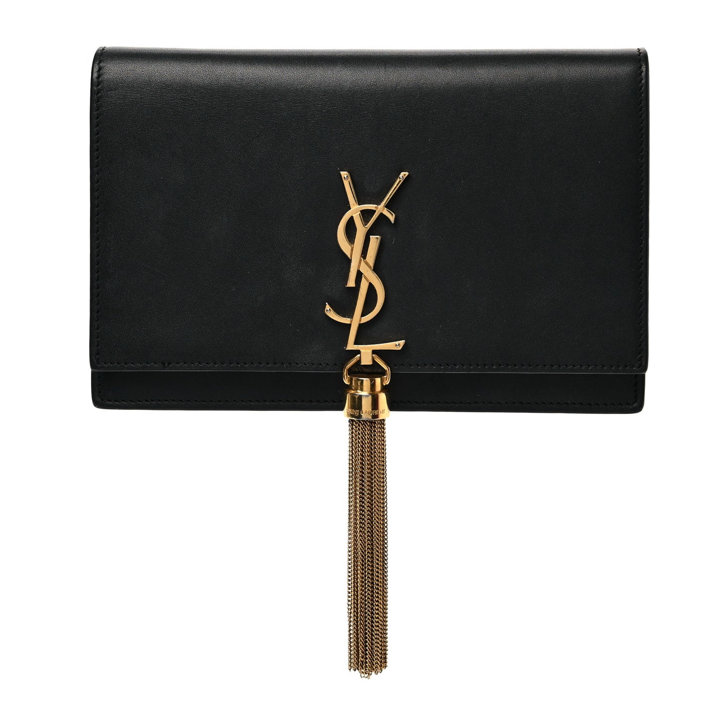 Smooth Calfskin Classic Monogram Kate Tassel Chain Wallet Black