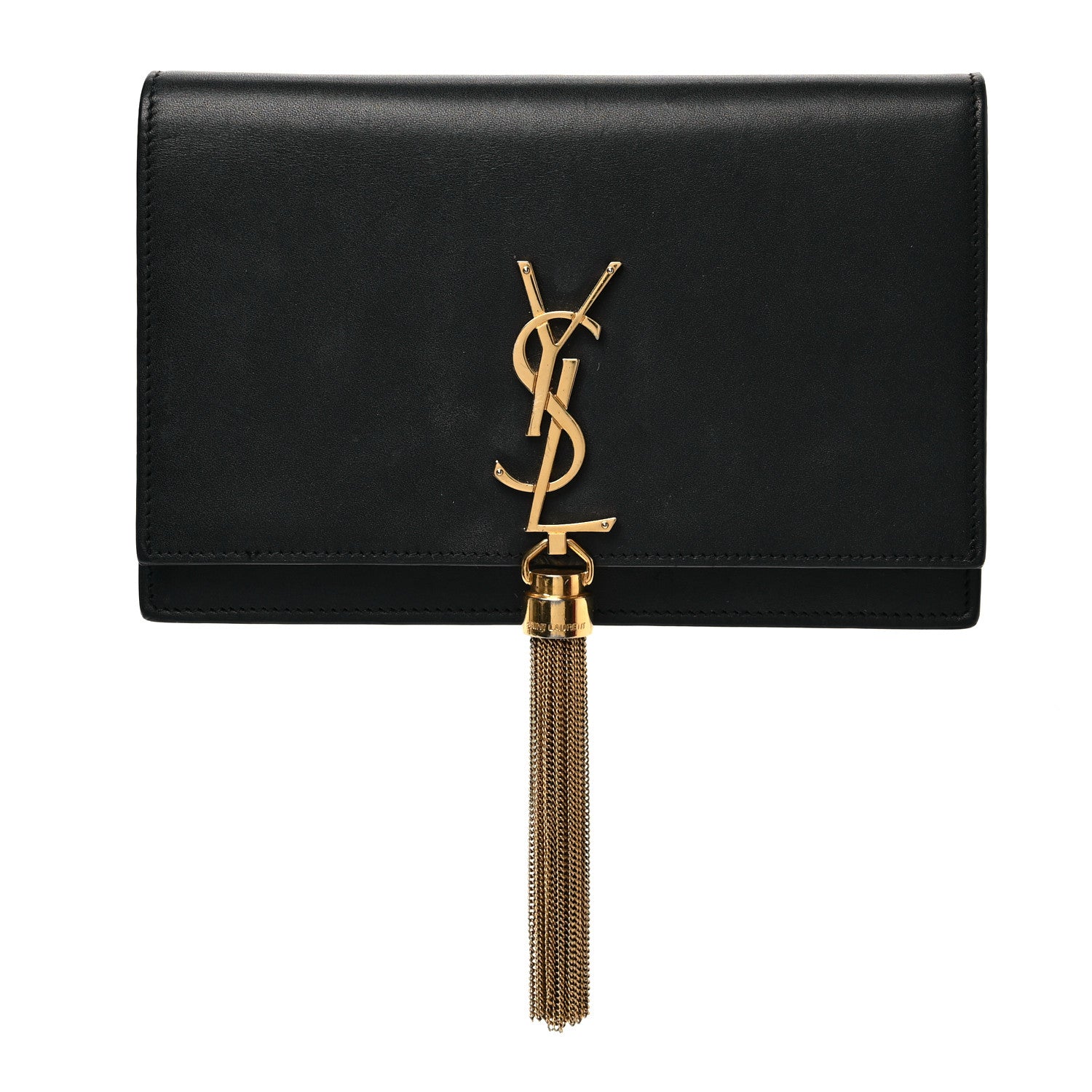 Saint Laurent Smooth Calfskin Classic Monogram Kate Tassel Chain Wallet Black 1 of 9