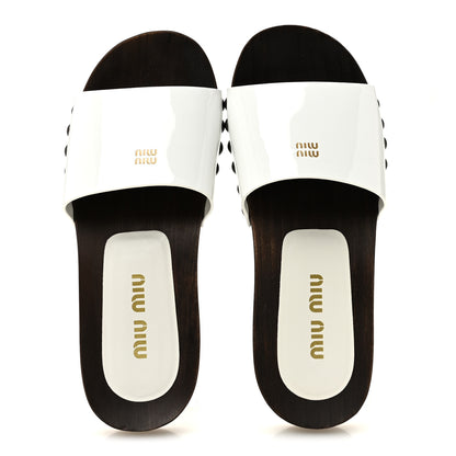 Miu Miu Vernice Logo Slide Clogs 36 White 2 of 10