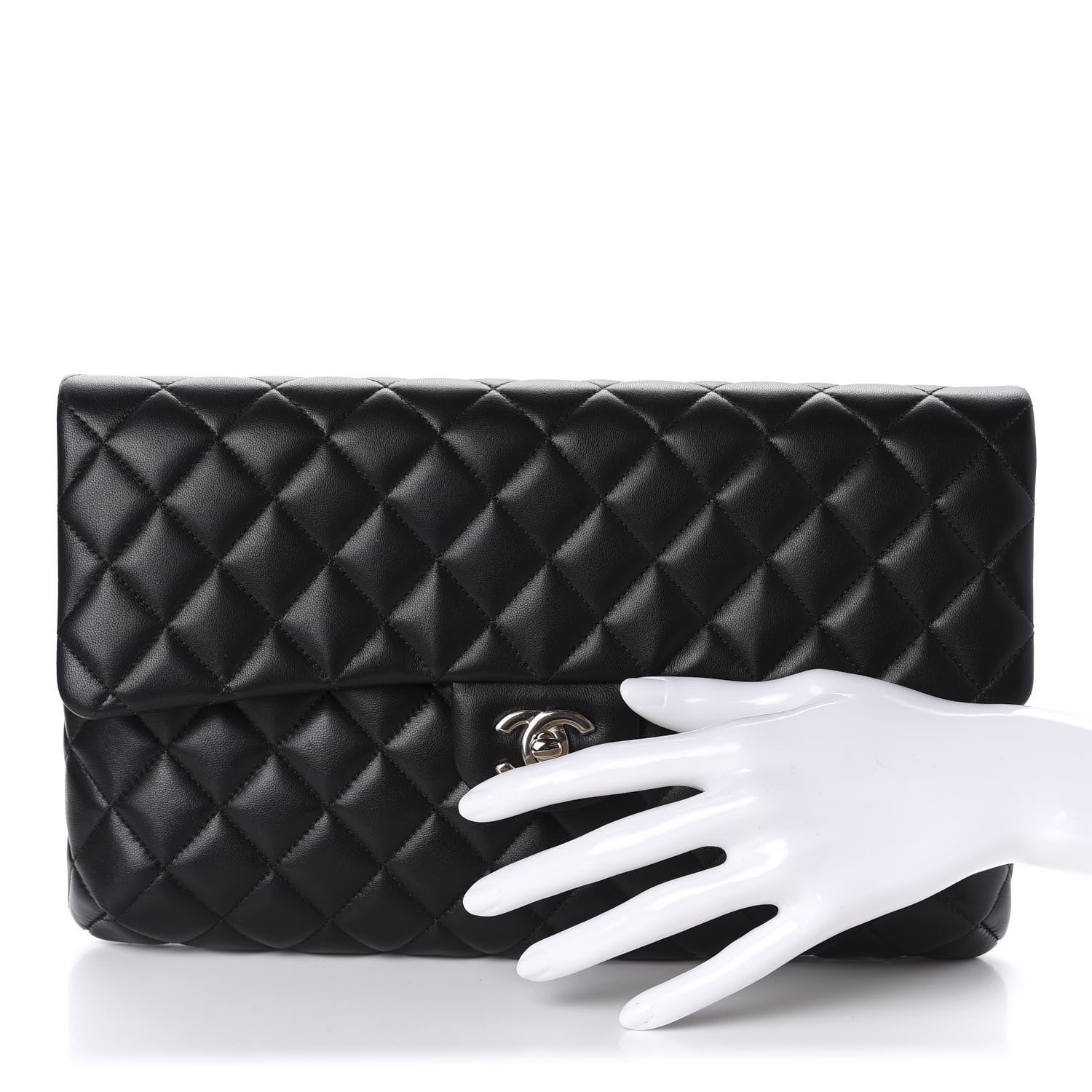 Chanel Lambskin Quilted Flap Clutch Black 2 of 11