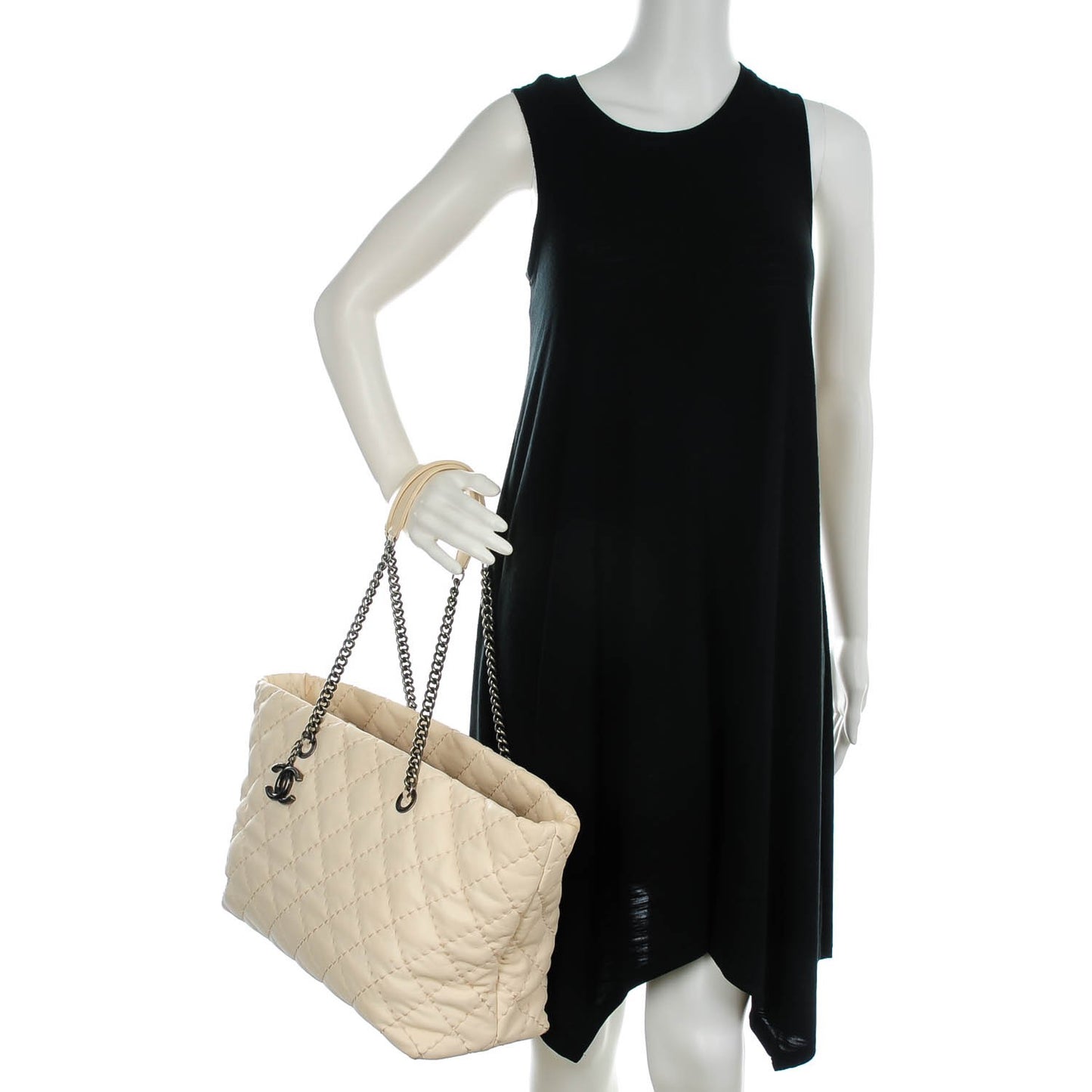 Calfskin Ultimate Stitch Shopping Tote White