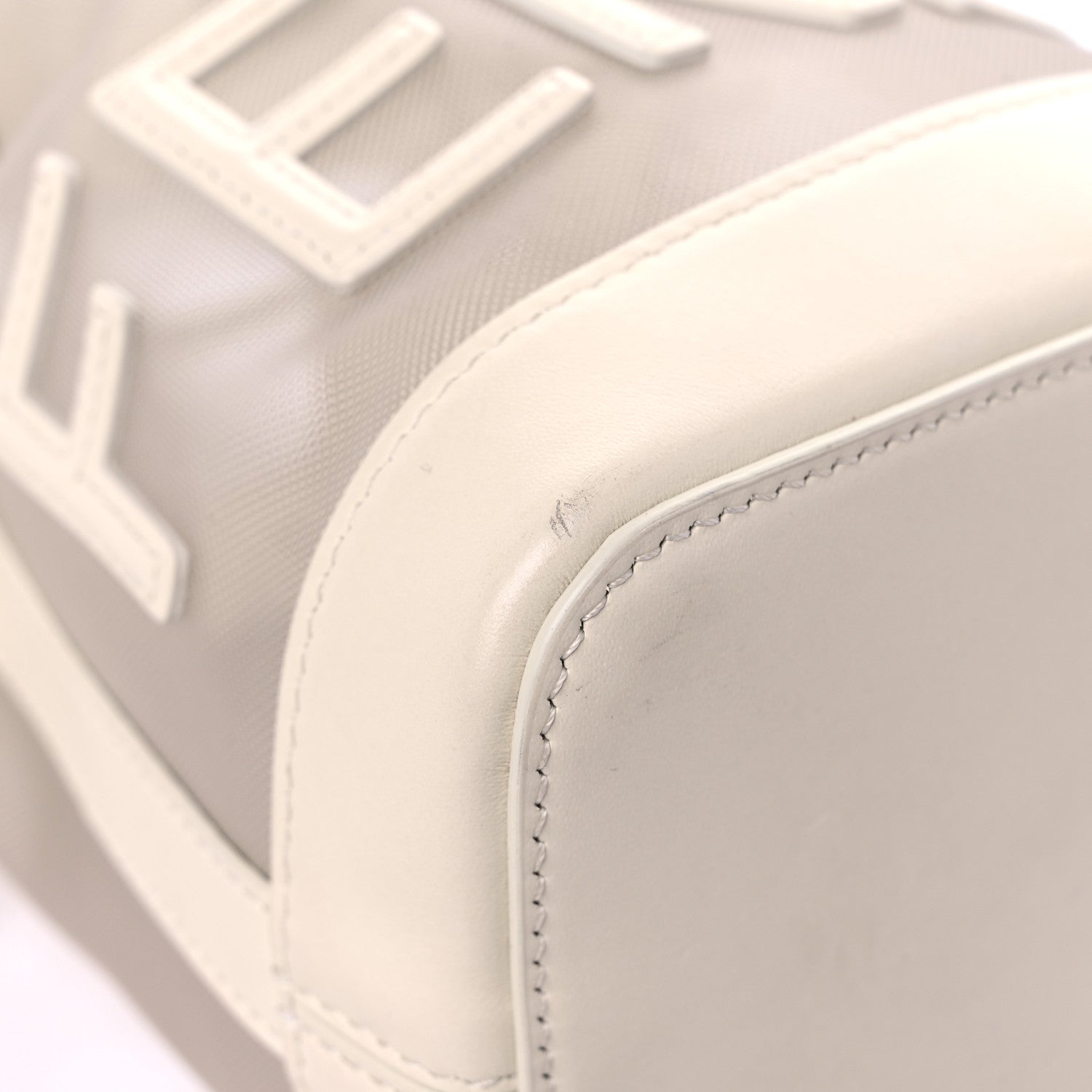 Fendi Mesh Vitello King F is Fendi Logo Embroidered Mini Mon Tresor Bucket Bag Sabbia White Ice 4 of 16