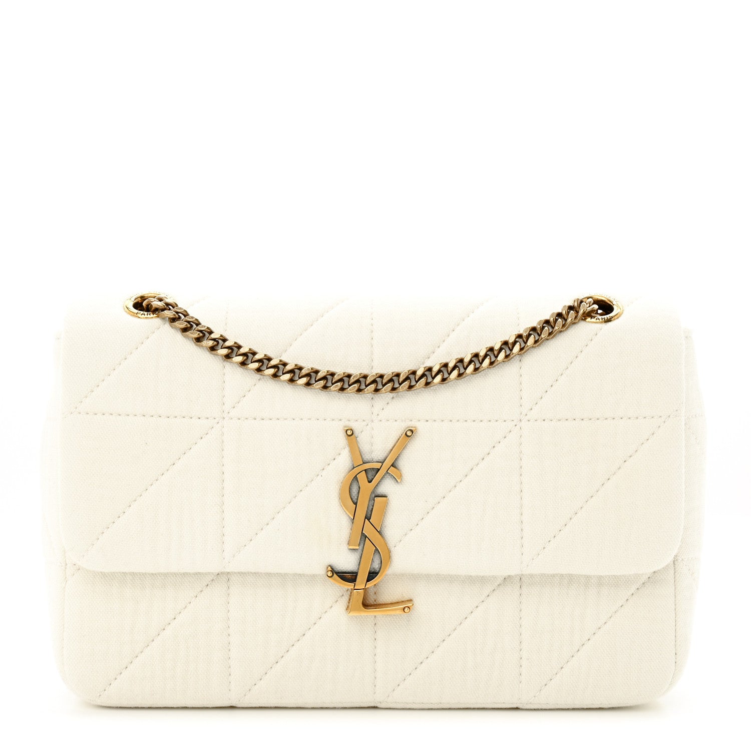 Saint Laurent Crinkle Cotton Patchwork Monogram Medium Jamie Vanilla Ice 1 of 13