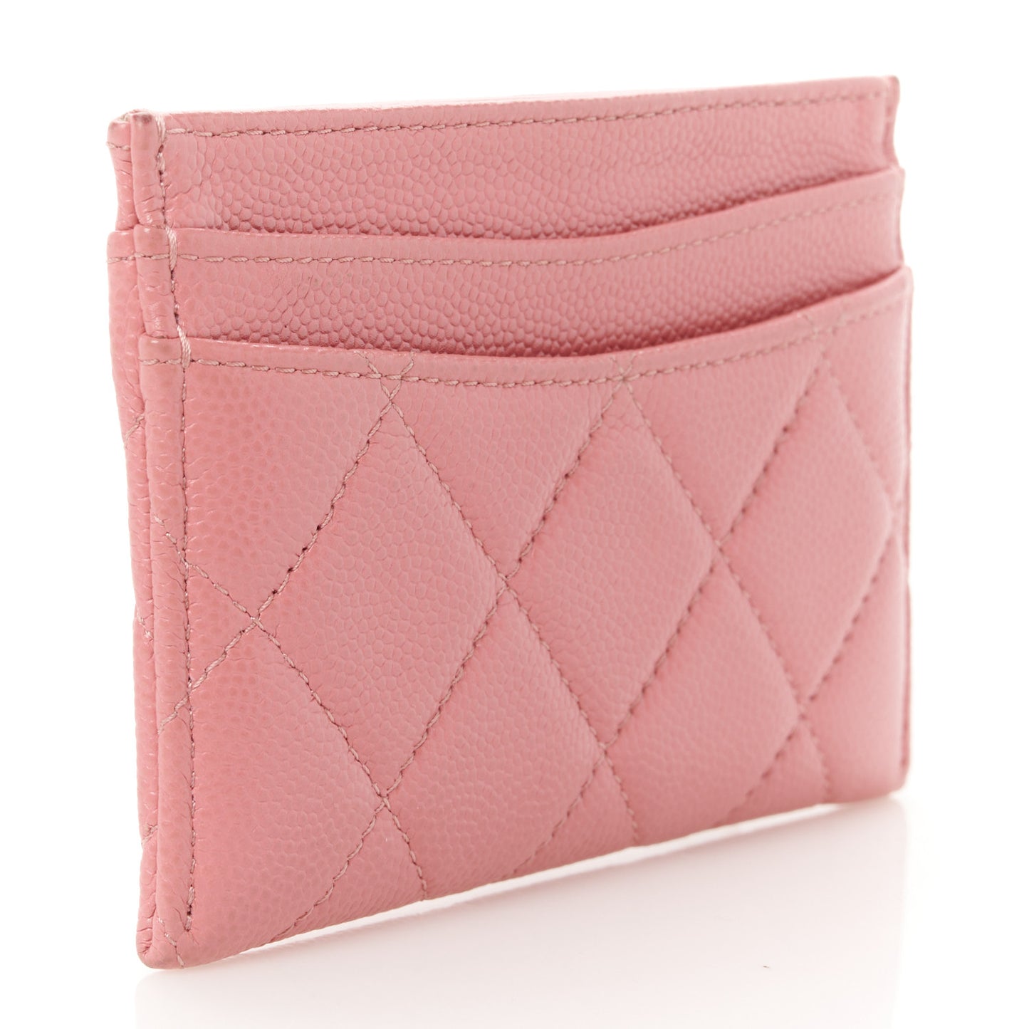 Caviar Quilted Card Holder Pink