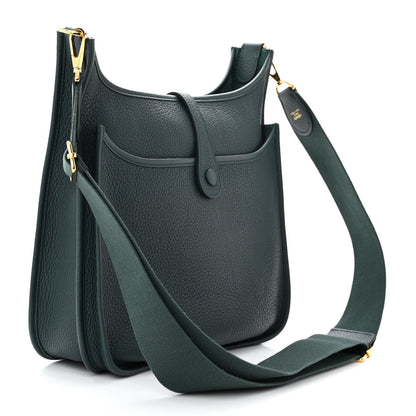 Hermes Taurillon Clemence Evelyne III PM Vert Cypress 3 of 11