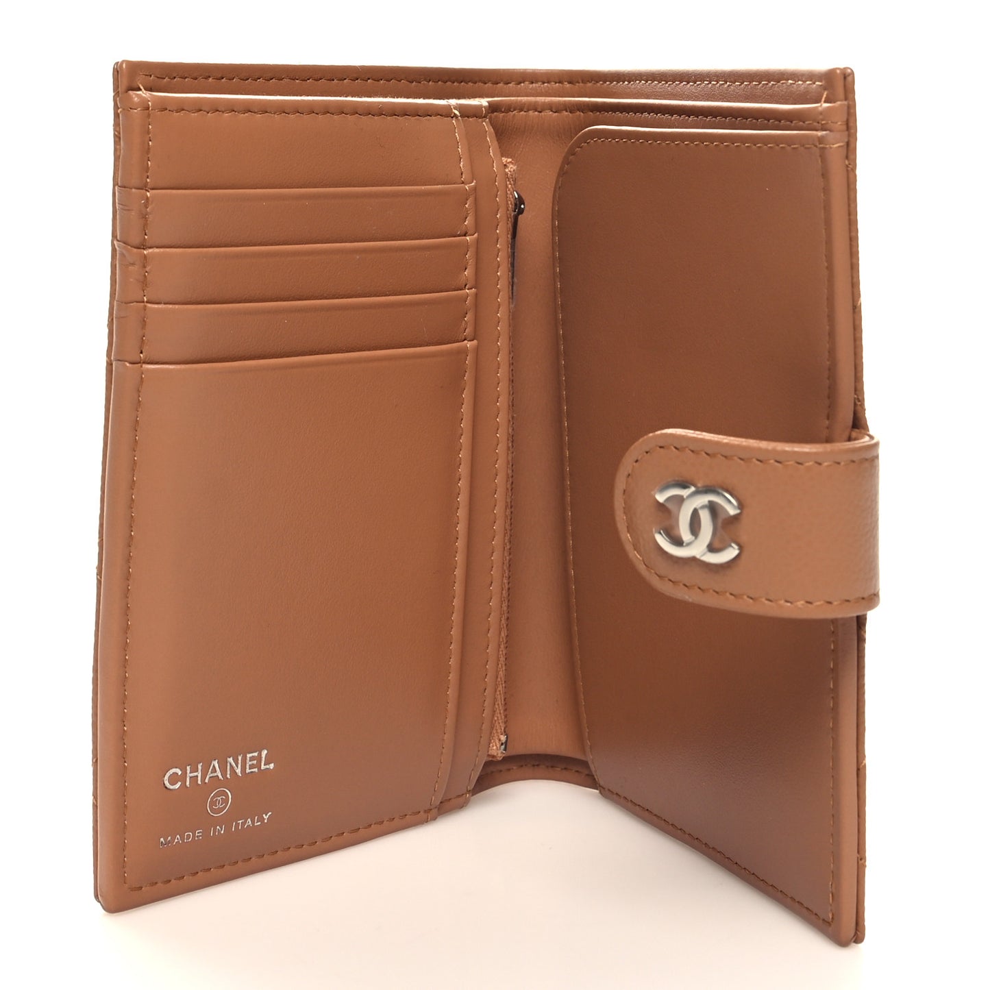 Caviar Quilted Passport Holder Camel