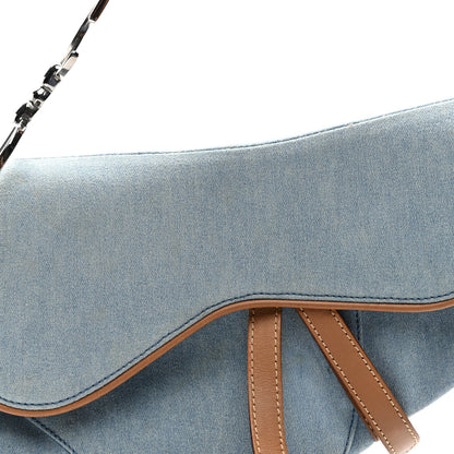 Christian Dior Denim Calfskin Saddle Bag Light Blue 7 of 9