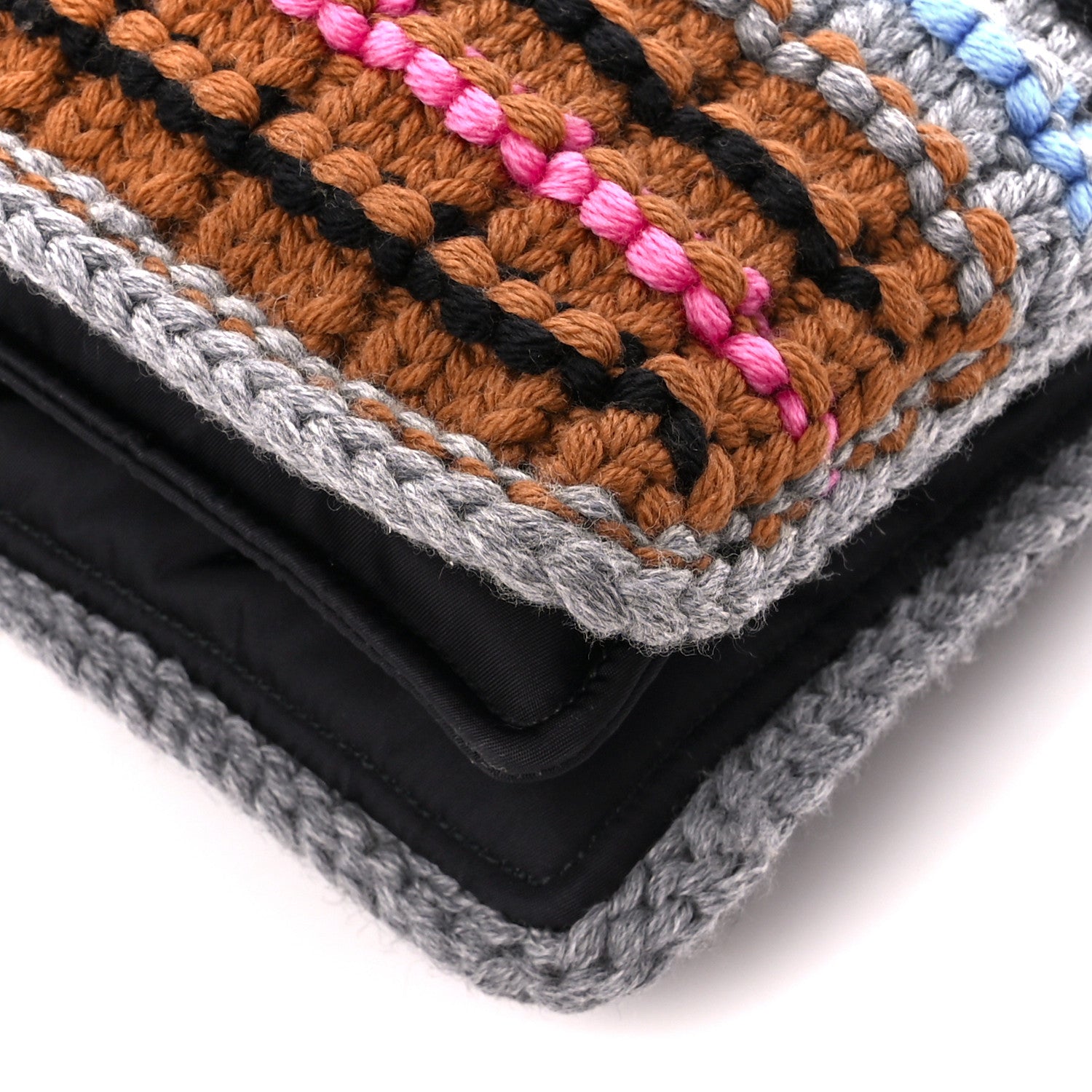 Prada Wool Etiquette Cable Knit Chain Flap Crossbody Multicolor 10 of 11