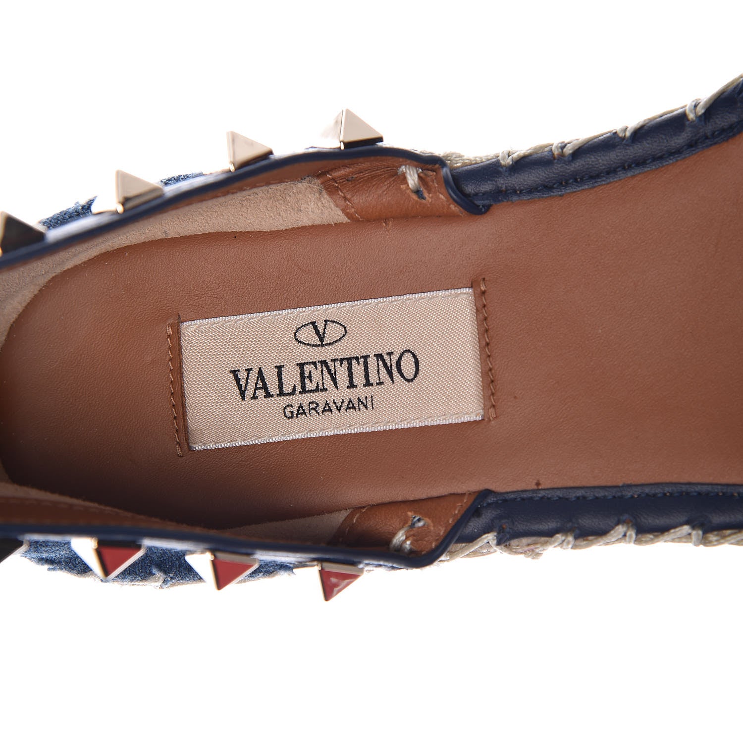 Valentino Garavani Denim Rockstud Ankle Wrap Espadrille 20mm Flats 38 Light Denim 7 of 10