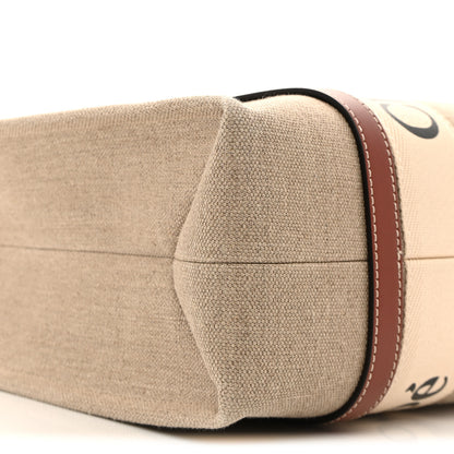 Chloe Linen Calfskin Medium Woody Ribbon Tote White Brown 10 of 14