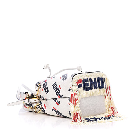 Fendi X FILA Calfskin F is Fendi Mania Fringe Mini Mon Tresor Bucket Bag White 4 of 11