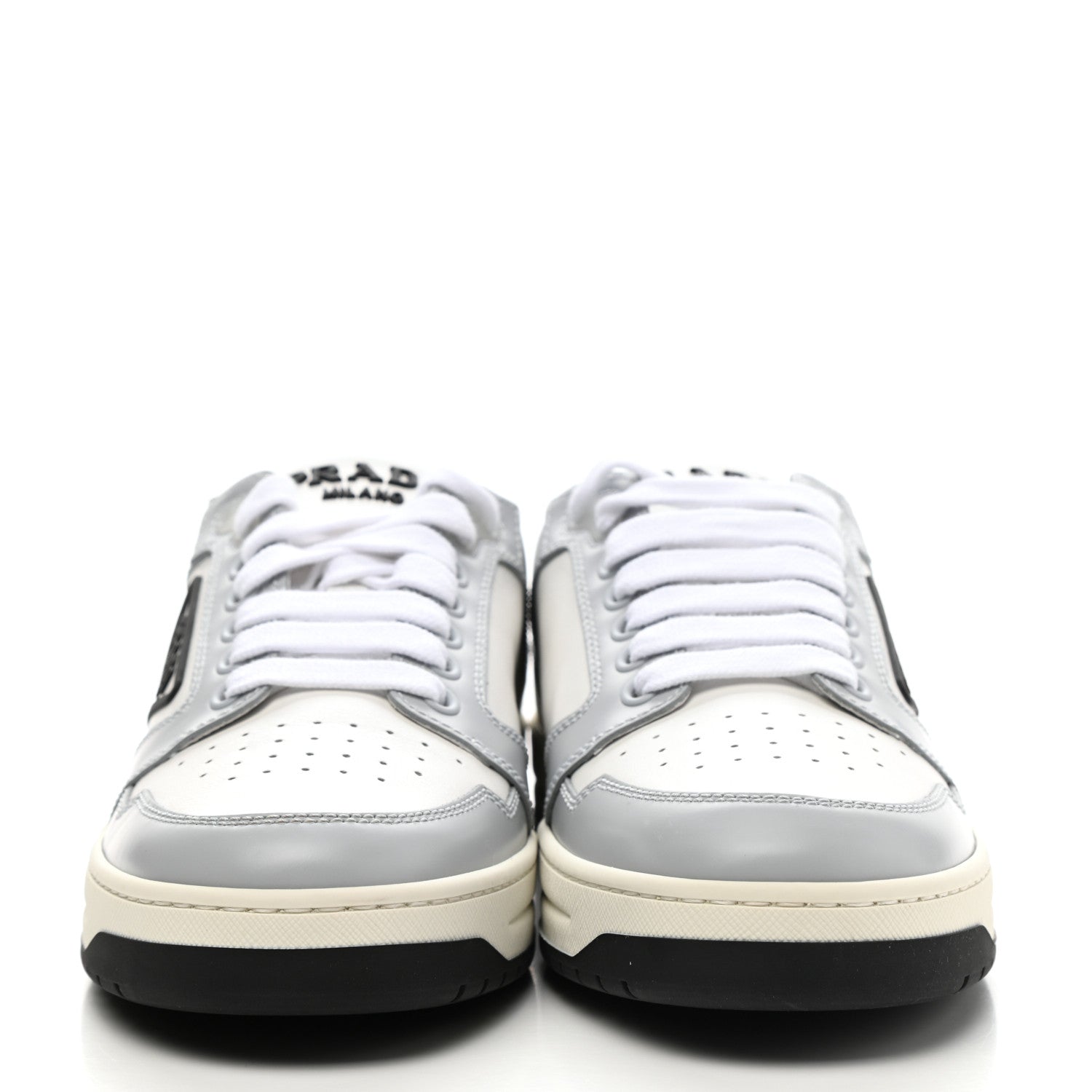 Prada Vitello Sport Spazzolato Rois Rubber Triangle Logo Perforated Womens District Low Top 30mm Sneakers 37 White Fiordaliso 2 of 10
