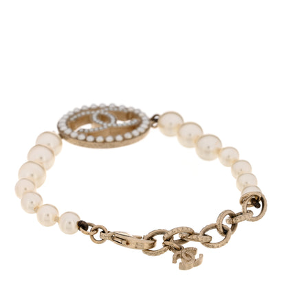 Chanel Crystal Pearl CC Bracelet Gold 3 of 5