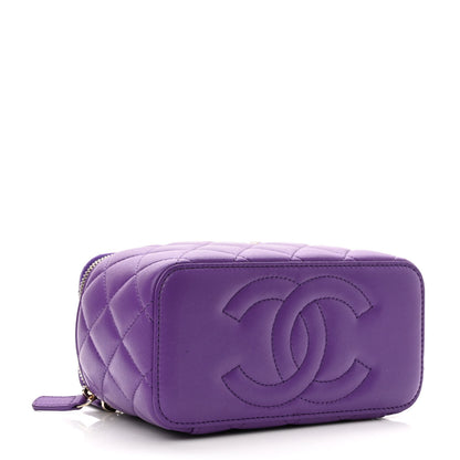 Chanel Lambskin Quilted Small Top Handle Vanity Case With Chain Purple 4 of 11