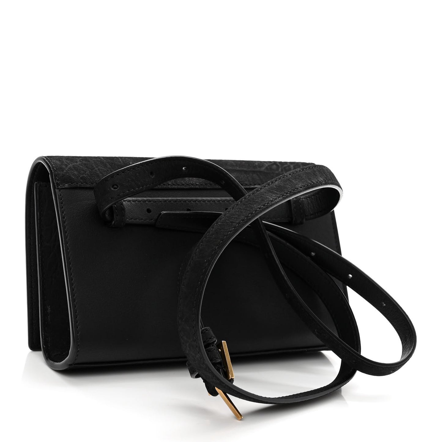 Suede Crocodile Embossed Monogram Kate Belt Bag Black