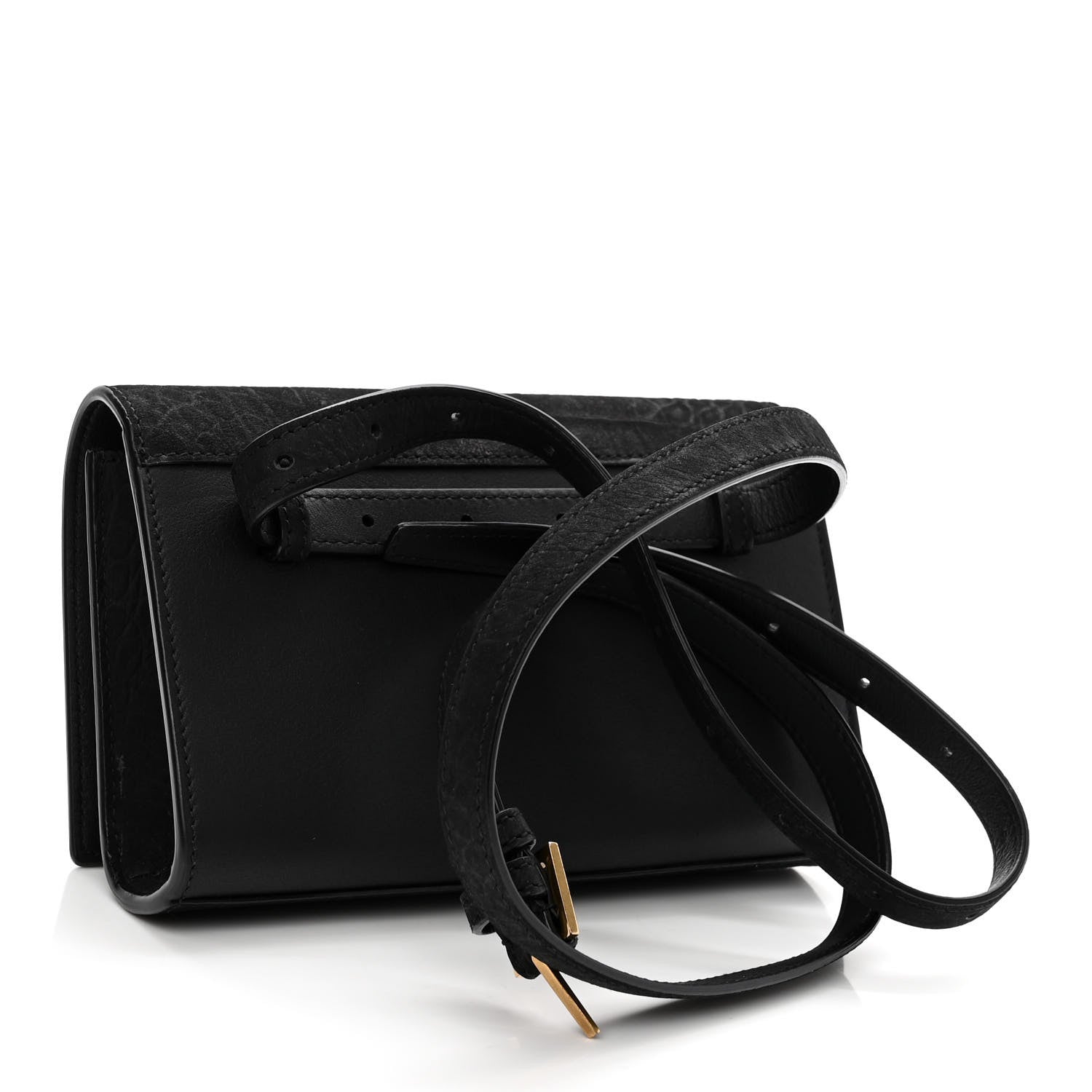 Saint Laurent Suede Crocodile Embossed Monogram Kate Belt Bag Black 3 of 10