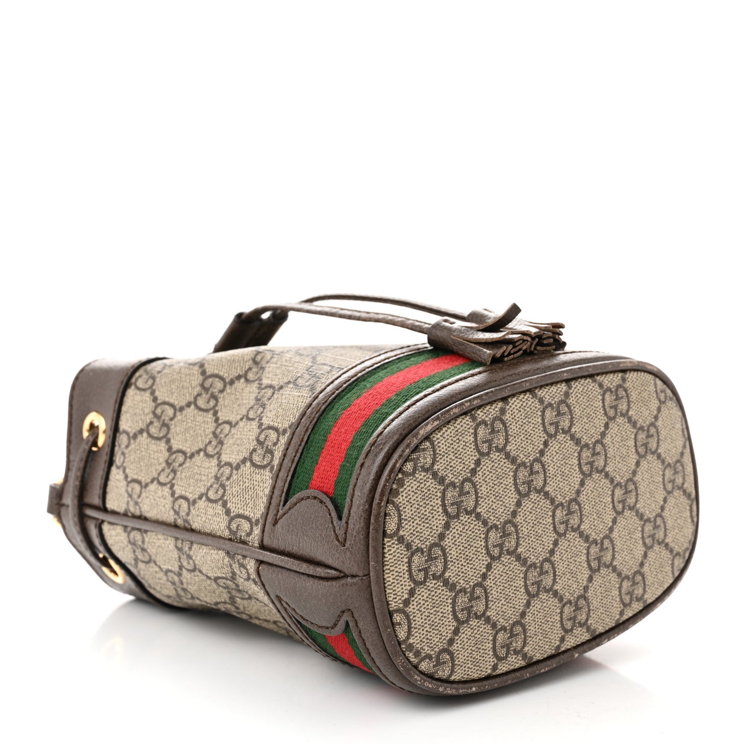 Gucci GG Supreme Monogram Web Mini Ophidia Bucket Bag Brown 4 of 12