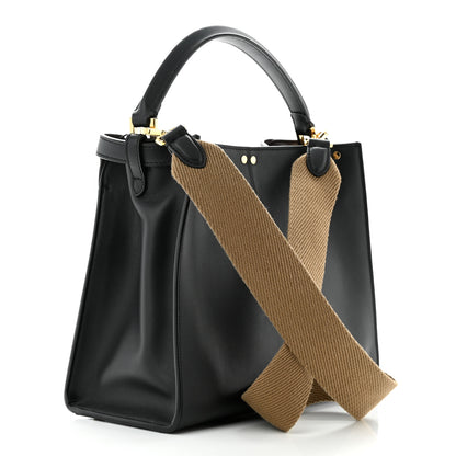 Fendi Vitello Seta Glazed Fabric FF 1974 Medium Peekaboo X-Lite Black 3 of 10