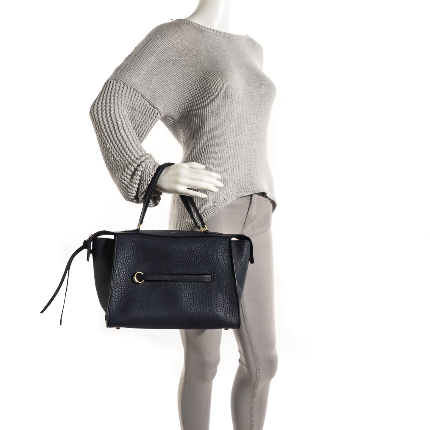 Bullhide Calfskin Small Ring Bag Navy Blue