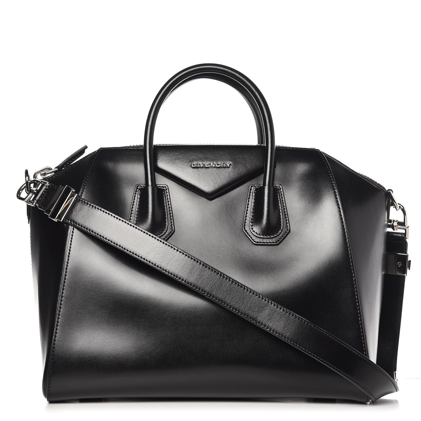 Shiny Lord Calfskin Medium Antigona Black