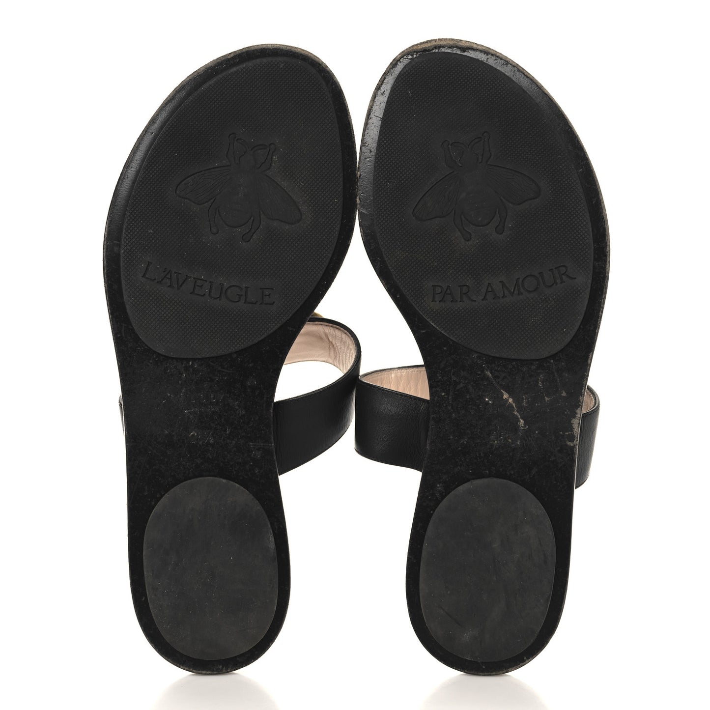 Calfskin GG Marmont Thong Sandals 38.5 Black
