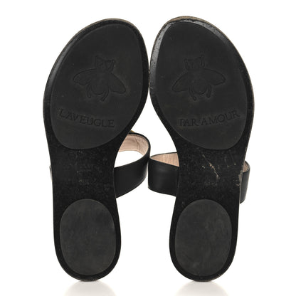Gucci Calfskin GG Marmont Thong Sandals 38.5 Black 6 of 11