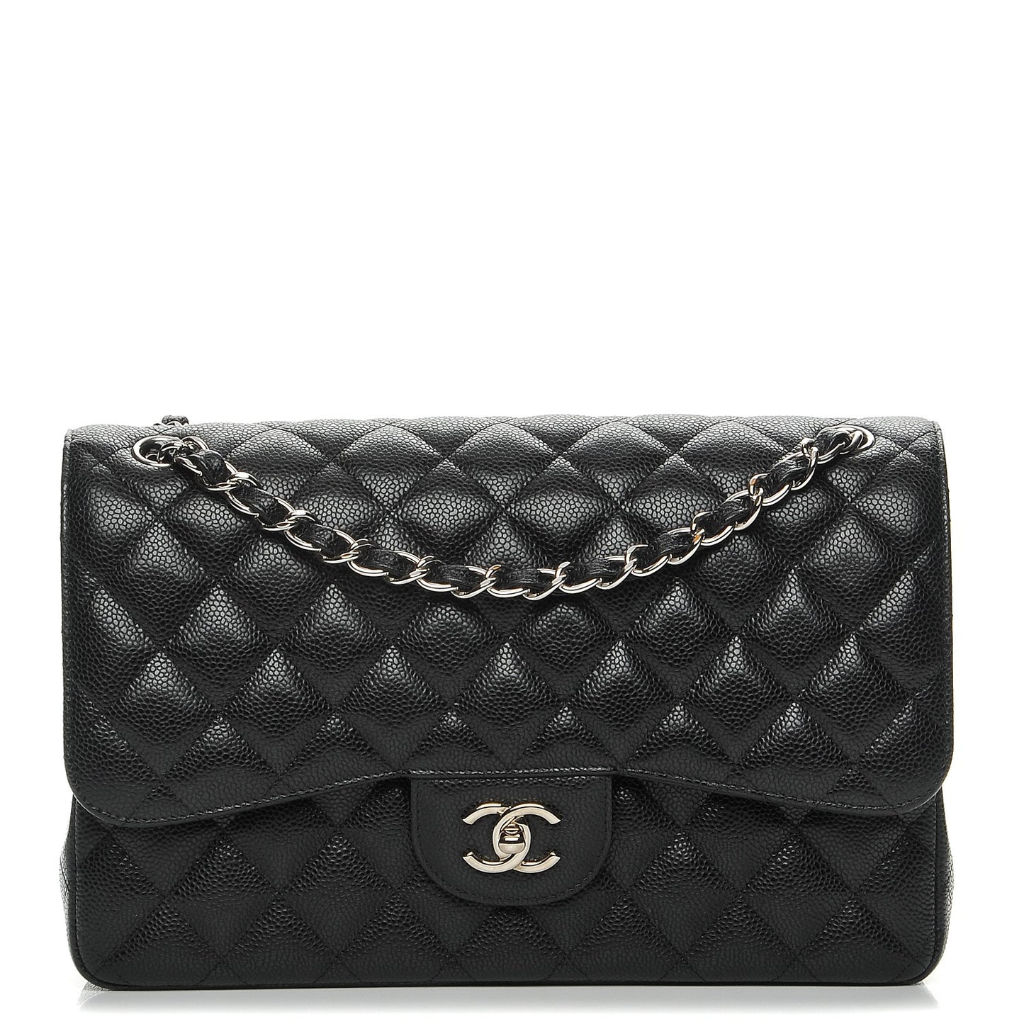 Caviar Quilted Jumbo Double Flap Black