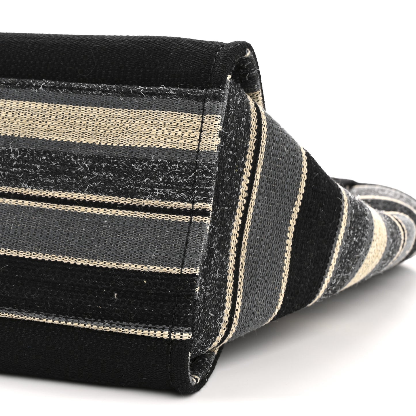 Striped Canvas Medium Deauville Tote Grey Black