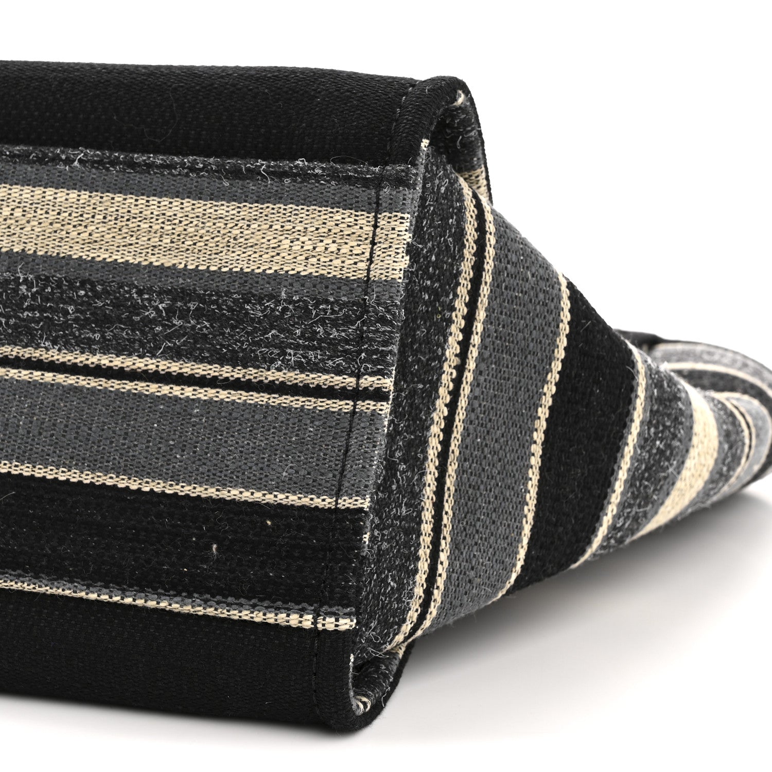 Chanel Striped Canvas Medium Deauville Tote Grey Black 10 of 11